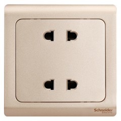 施耐德开关插座面板 轻逸金系列 86型墙壁10A电源插座 四孔