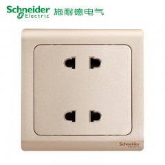 施耐德开关插座面板 轻逸金系列 86型墙壁10A电源插座 四孔
