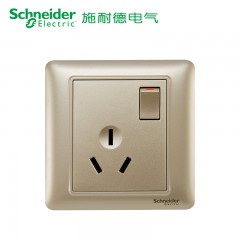 施耐德 开关插座 带开关一开三孔 空调墙壁电源插座 面板睿意金色
