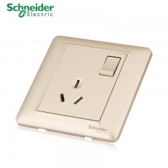 施耐德 开关插座 带开关一开三孔 空调墙壁电源插座 面板睿意金色