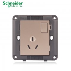 施耐德 开关插座 带开关一开三孔 空调墙壁电源插座 面板睿意金色