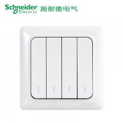 施耐德 电气 四位4四开四联双控 86型电源插座开关面板 睿意白色