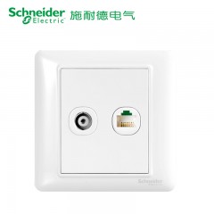 施耐德 电气 电视电脑插座 86型家用墙壁暗装 闭路面板 睿意白色