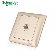 施耐德 电气 电脑插座 家用单联信息 网络面板 墙壁弱电 睿意金色