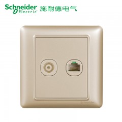 施耐德 电气 电视电脑插座 家用信息电视面板 墙壁弱电 睿意金色