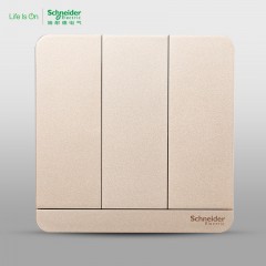 施耐德 三位三开三联单控 电源开关面板16A 绎尚金