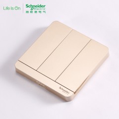 施耐德 三位三开三联单控 电源开关面板16A 绎尚金