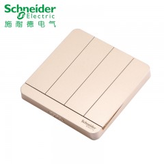 施耐德 四位四联四开单控开关面板16A 绎尚薄暮金