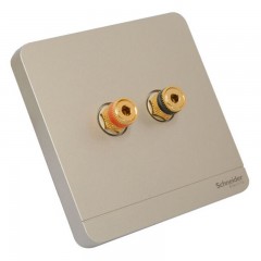 施耐德 单联二孔音响插座 音箱弱电面板 绎尚金