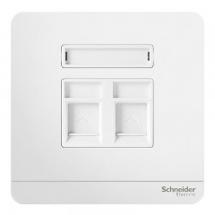 施耐德 电气开关插座 电话+电脑插座 墙壁网络网线面板 绎尚镜瓷白