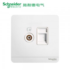 施耐德 电视+电脑插座 网络网线TV面板 绎尚镜瓷白
