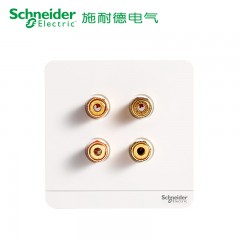 施耐德 开关插座10A绎尚镜瓷白家用墙壁电源双联音响插座面板