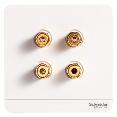 施耐德 开关插座10A绎尚镜瓷白家用墙壁电源双联音响插座面板