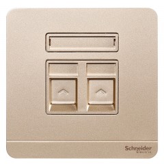 施耐德 电话+电脑插座 网络网线面板 绎尚薄暮金