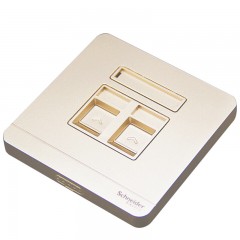 施耐德 电话+电脑插座 网络网线面板 绎尚薄暮金