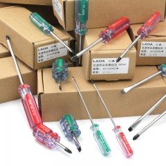 老A 彩条柄 透明 螺丝刀 十字一字起子 螺丝批 头部发黑 LA612201