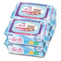 五月花 婴儿湿巾80片4包新生婴儿湿纸巾手口屁屁专用大包带盖无香