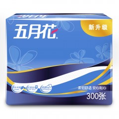 五月花 平板卫生纸300张*10包加厚家用纸巾原生木浆刀切纸厕纸