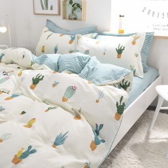 国产  简约风全棉双人床上四件套1.2