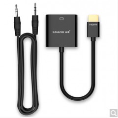 山泽 HDMI转VGA转换器带音频供电接口 高清转接头 ZH-22