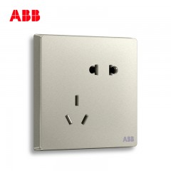 ABB 开关插座面板家用墙壁电源五孔插座二三插轩致银色AF205-CS