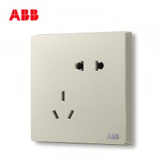 ABB 开关插座面板家用墙壁电源五孔插座二三插轩致银色AF205-CS