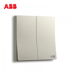ABB 开关插座面板家用墙壁电源二位双联二开单控轩致银色AF122-CS