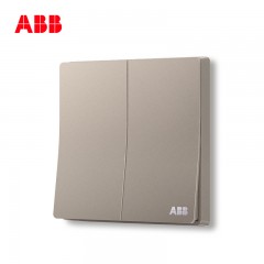 ABB 开关面板86型家用墙壁电源双联2二位二开双控轩致金色AF126-PG