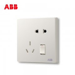 ABB 开关插座面板 轩致无框雅典白色系列一开五孔带开关插座AF225