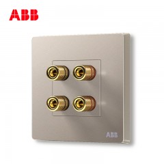 ABB开关插座面板家用音箱弱电四孔音响插座轩致金色AF342-PG
