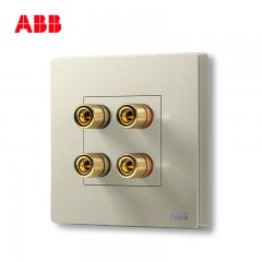 ABB 开关插座面板家用弱电双联四位四孔音响插座轩致银色AF342-CS