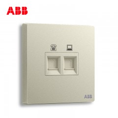 ABB 开关插座面板家用电话电脑网络网线接口弱电轩致银色AF323-CS