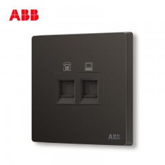 ABB 开关插座面板家用电话电脑网络网线接口弱电轩致黑色AF323-885