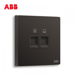 ABB 开关插座面板家用电话电脑网络网线接口弱电轩致黑色AF323-885