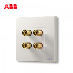 ABB 开关插座弱电插座 轩致无框 雅典白色四位音响端子插座 AF342