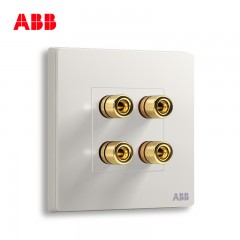ABB 开关插座弱电插座 轩致无框 雅典白色四位音响端子插座 AF342