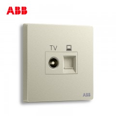 ABB 开关插座无框轩致香槟银墙壁开关面板电视电脑插座AF325-CS