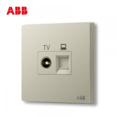 ABB 开关插座无框轩致香槟银墙壁开关面板电视电脑插座AF325-CS