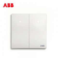 ABB 开关二开面板轩致无框雅典白色系列二位双控带LED指示灯AF168