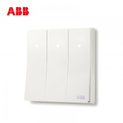 ABB 开关三开面板轩致无框雅典白色系列三位双控带LED指示灯AF175