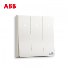 ABB 开关三开面板轩致无框雅典白色系列三位双控带LED指示灯AF175
