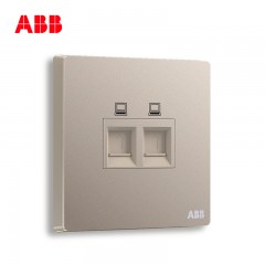 ABB 开关插座面板家用二位电脑插座网线网络接口轩致金色AF332-PG