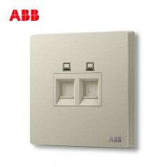 ABB 开关插座面板86型家用网线网络二位电脑插座轩致银色AF332-CS
