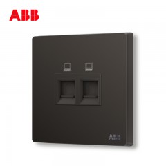 ABB 开关插座 轩致无框 星空黑 二位双电脑网络信息插座AF332-885
