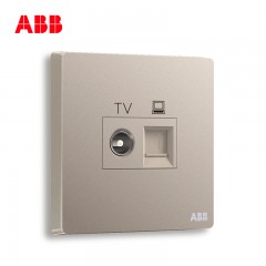 ABB 开关插座轩致无框朝霞金色二位电视/6类电脑网络插座AF334-PG