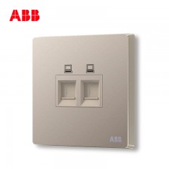 ABB 开关插座 轩致无框 朝霞金 二位6类六类电脑网络插座AF329-PG