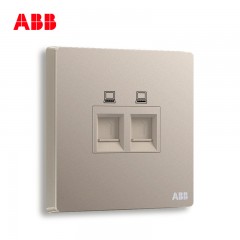 ABB 开关插座 轩致无框 朝霞金 二位6类六类电脑网络插座AF329-PG