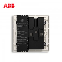 ABB 开关插座面板轩致无框雅典白色10A五孔带双USB充电二三插AF293