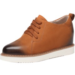 红蜻蜓 女鞋新款内增高高帮皮鞋女休闲圆头学院女单鞋