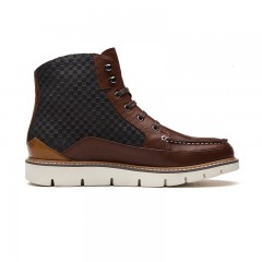 红蜻蜓 男鞋春季时尚英伦风高帮皮鞋子系带男士休闲鞋